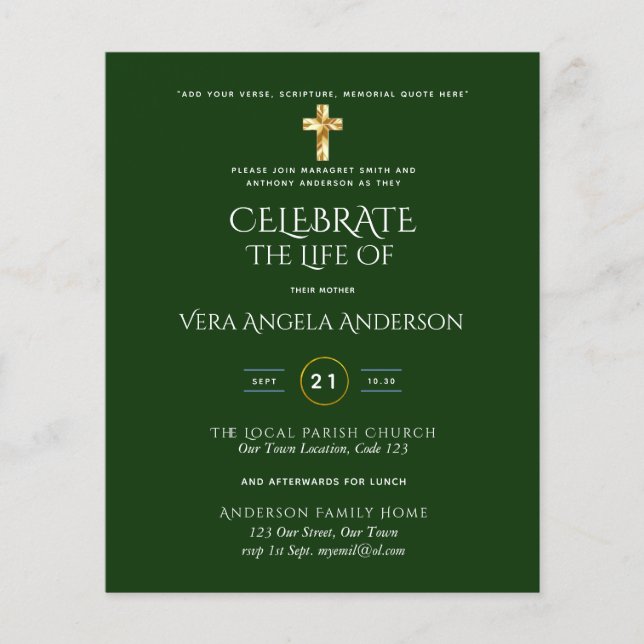 Celebration of Life Katolsk begravningsgudstjänst  (Framsida)