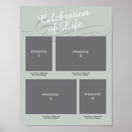 Celebration of Life Memorial 4 Photo Page Green Poster