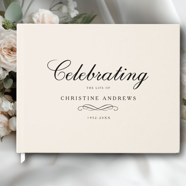Celebration of Life Memorial–Elegant Minimal Beige Gästböcker (Celebration of Life Memorial–Elegant Minimal Beige Guest Book)