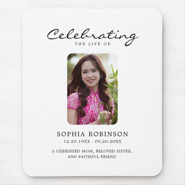 Celebration Of Life Modern Memorial Keepsake Musmatta (Framsidan)