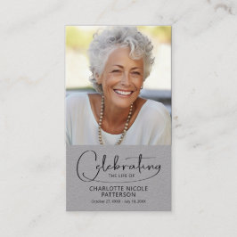 Celebration of Life Photo Bookmark Prayer Card Visitkort