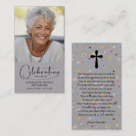 Celebration of Life Photo Bookmark Prayer Card Visitkort