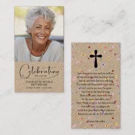 Celebration of Life Photo Bookmark Prayer Card Visitkort
