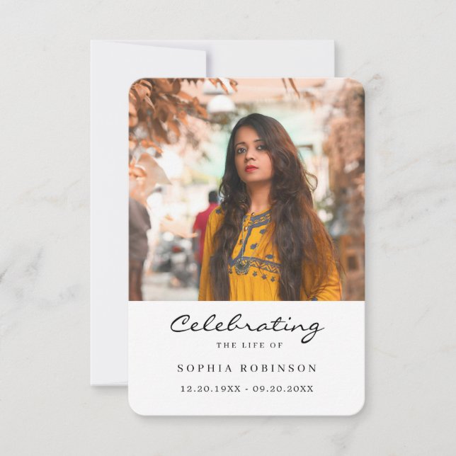 Celebration of Life Photo Funeral Prayer Card (Framsida)