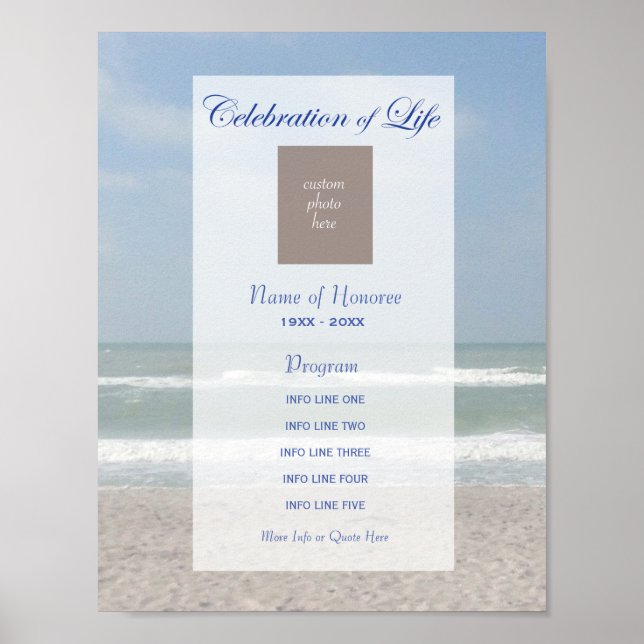 Celebration of Life Program Beach and Photo Poster (Framsidan)