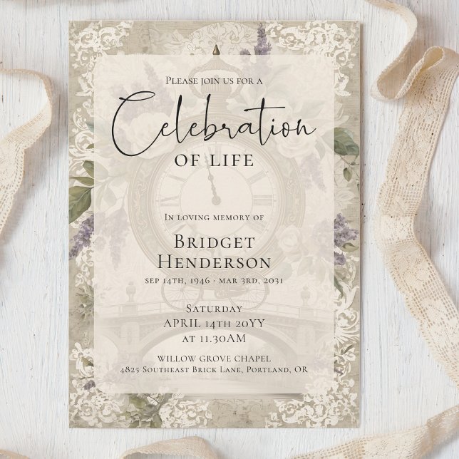Celebration of Life Purple Butterfly Peony Funeral Inbjudningar (Skapare uppladdad)