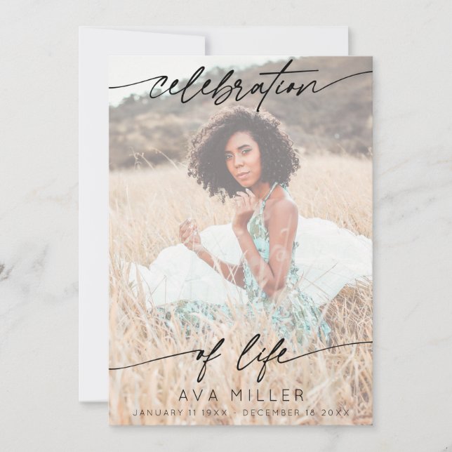 Celebration of Life Script Funeral Photo | White Tack Kort (Framsida)