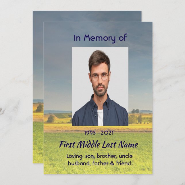 Celebration of Life Service  Farm Crop Prairie Spara Datumet (Fram/baksida)