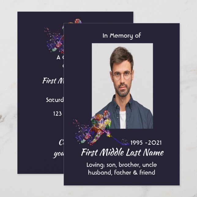 Celebration of Life Service  Hockey Player Sport Spara Datumet (Fram/baksida)