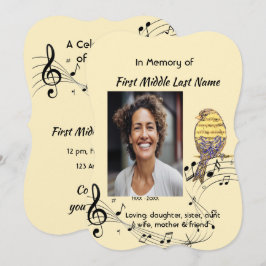 Celebration of Life Service Invite Music Bird Inbjudningar