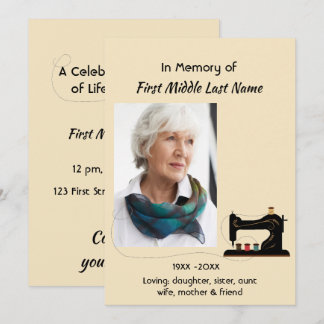 Celebration of Life Service Invite Seamstress  Inbjudningar
