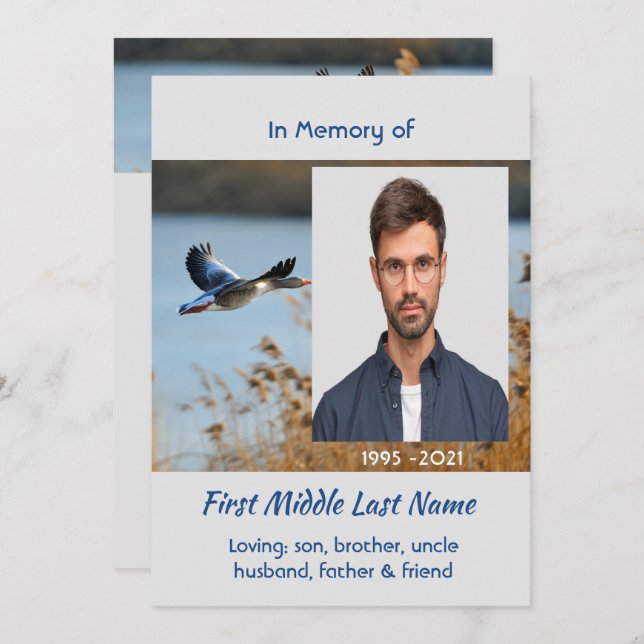 Celebration of Life Service  Lake Geese Birds Inbjudningar (Fram/baksida)