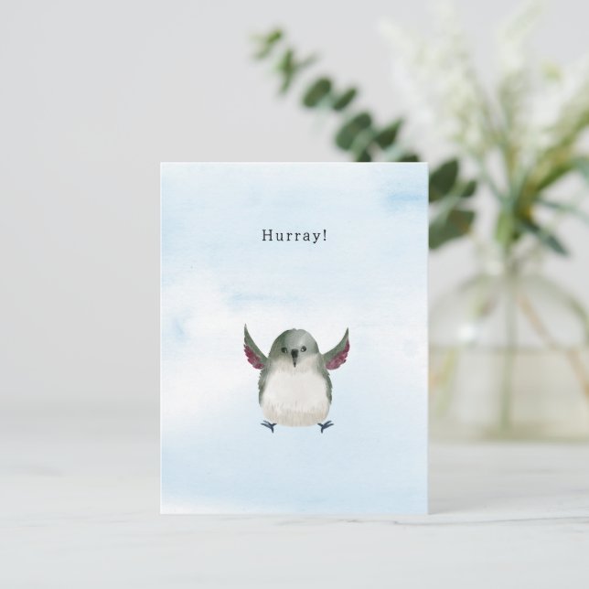 Celebrations Hurray Quote Bird Illustration Card  Vykort (Stående Fram)