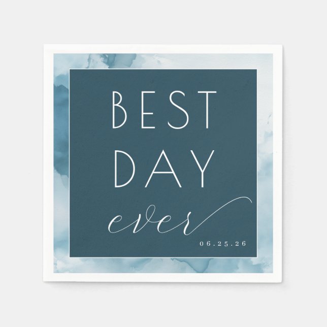 Celebratory Blue Watercolor Pappersservett (Framsidan)