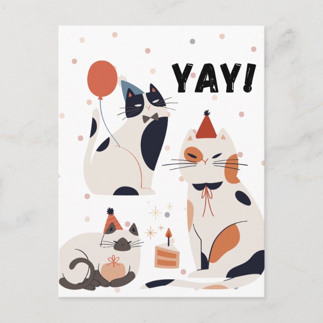 "Celebratory Cats Party Card" Vykort (Framsida)