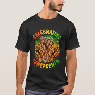 Celebrerar Junenth Leopard Svart Afroamerikan T Shirt