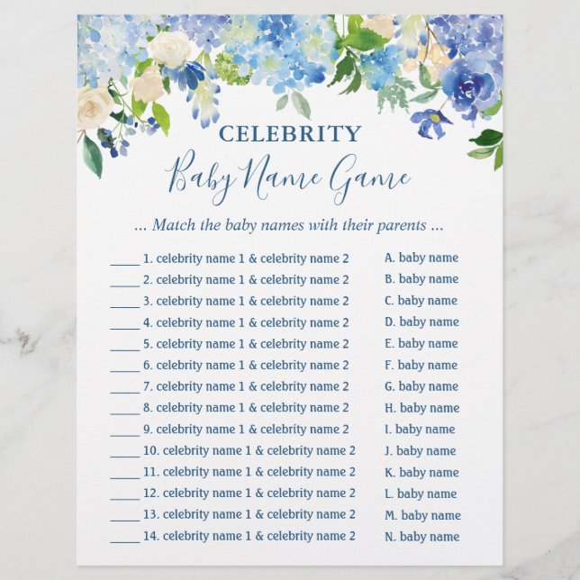Celebrity Barn namn Game Blue Hydrangea Blommigt (Framsida)