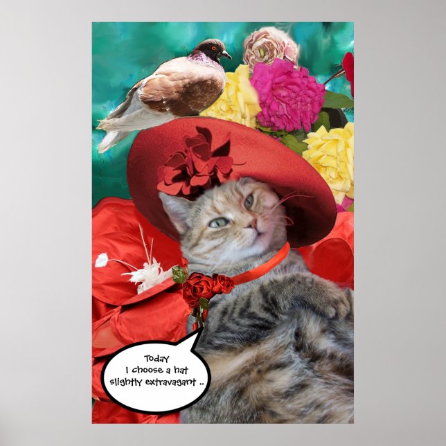 CELEBRITY CAT TRINCESS TATUS MED RED HAT OCH DOVE POSTER (Framsidan)