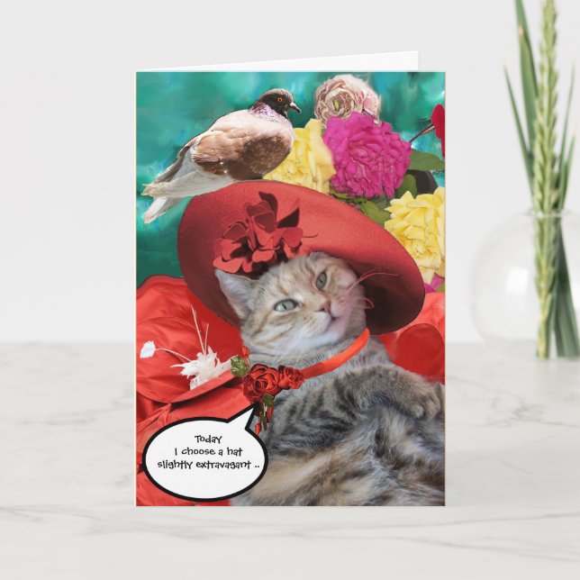 CELEBRITY CAT TRINCESS TATUS, RED HAT MED PIGEON KORT (Framsida)