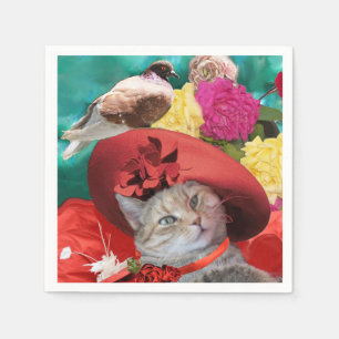 CELEBRITY CAT TRINCESS TATUS, RED HAT MED PIGEON PAPPERSSERVETT