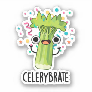Celery-brate Funny Veggie Celery Pun Klistermärken