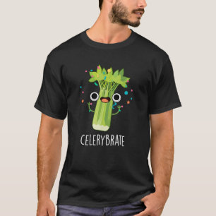 Celery-brate Funny Veggie Celery Pun Mörk BG T Shirt