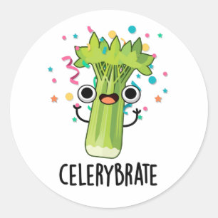 Celery-brate Funny Veggie Celery Pun Runt Klistermärke