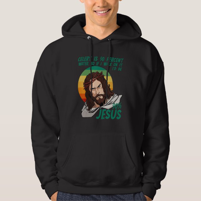 Celery Easter Passover Funny Sarcastic Jesus Faith Hoodie (Framsida)