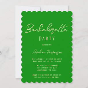 Celery Forest Grönt Typography Bachelorette Party Inbjudningar