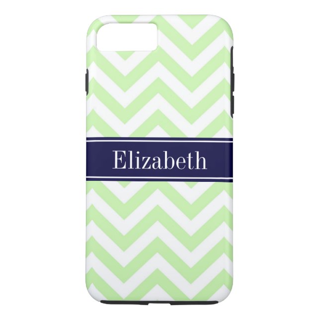 Celery Grönt LG Chevron Navy Blue Namn Monogram Case-Mate iPhone Skal (Baksida)