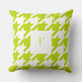 Celery Houndstooth Monogrammed Dekorativ kudde
