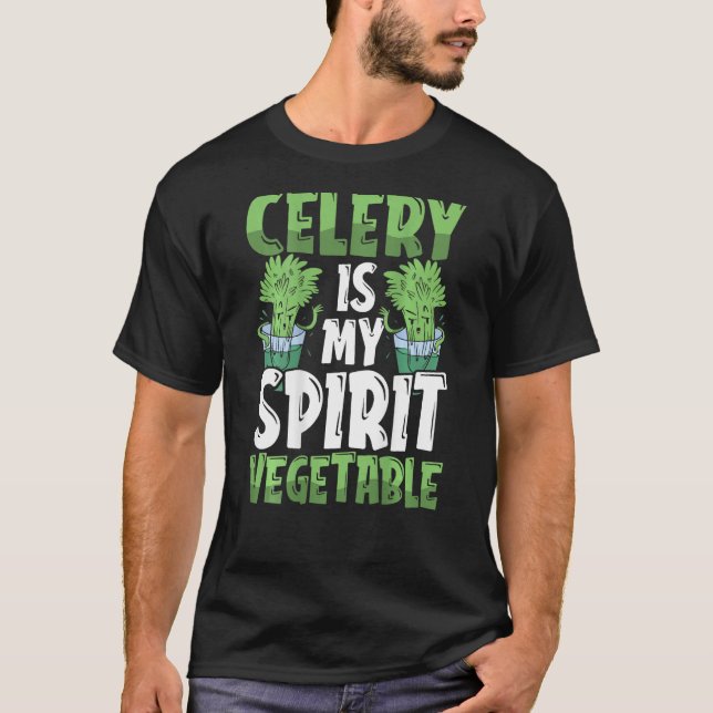 Celery Is My Spirit Vegetable Backprint Vegetable T Shirt (Framsida)