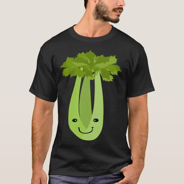 Celery Makes Me Smile Vegetables Leek Healthy T Shirt (Framsida)