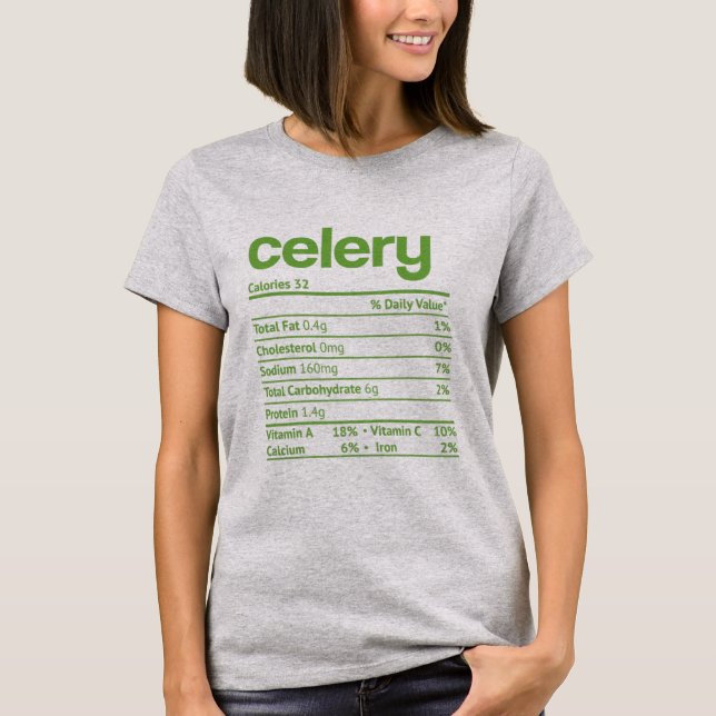 Celery Nutrition Fact Funny Thanksgiving T Shirt (Framsida)