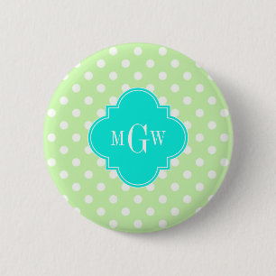 Celery Polka Dot Aqua Quatrefoil 3 Monogram Knapp