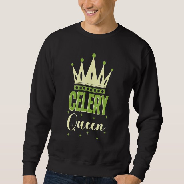 Celery Queen Vegetable Vegetarian Vegan Life Lång Ärmad Tröja (Framsida)
