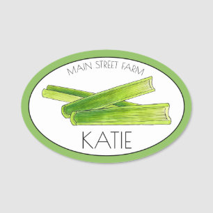 Celery Stalks Vegetable Farm Garden Livsmedel Mark Namnbricka