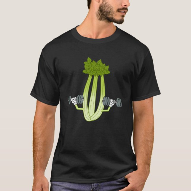 Celery Workout Ironic Gym Powerlifting Leek T Shirt (Framsida)