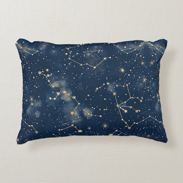 Celest konstellation - stjärnklar natt prydnadskudde (Framsidan)