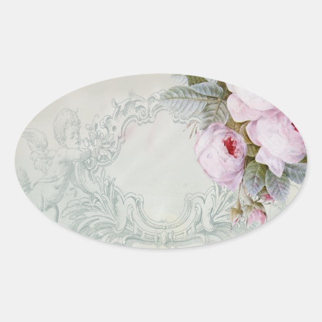 CÉLESTE-bakgrund Ovalt Klistermärke (Framsida)