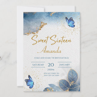 Celeste Blue Sweet 16:e inbjudan, 16:e födelsedage Inbjudningar