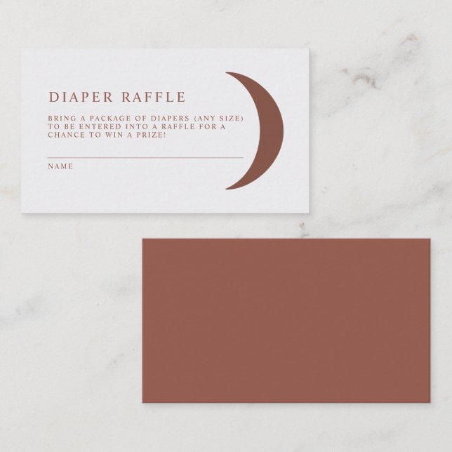 CELESTE Bohemian Måne Diaper Raffle Biljett Game (Fram/baksida)