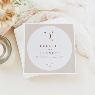 CELESTE Boho Måne & Stars Terracotta Bröllop Pappersservett