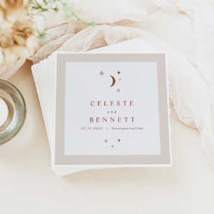CELESTE Boho Måne & Stars Terracotta Bröllop Pappersservett