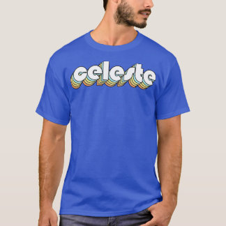 Celeste Retro Rainbow Typography Faded Stil T Shirt