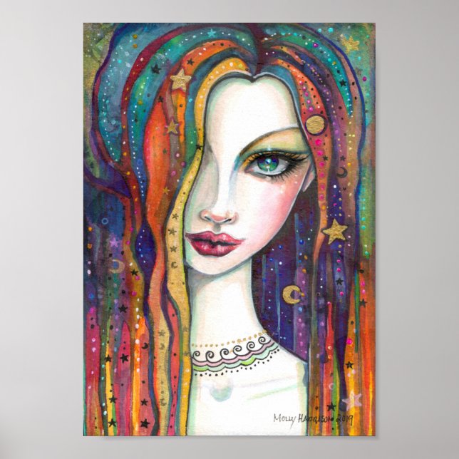 Celestia Bohemisk Celestial Flicka av Molly Harris Poster (Framsidan)