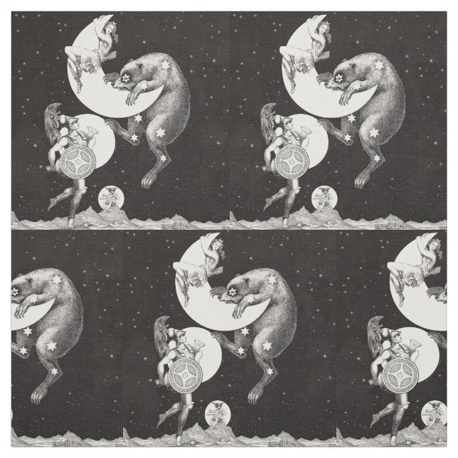 Celestia Mån Himmel Universum Gud Natt Illustratio Tyg (Provkarta)