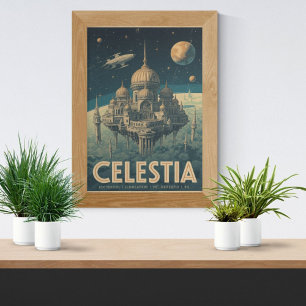 Celestia: Staden Bland Stjärnorna - Vintage Retro Poster