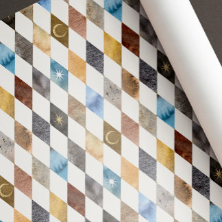 Celestia Vattenfärg Harlekin Diamantmönster Presentpapper