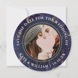 Celestial Andlig Guld Stars Måne Stars Bröllop Spara Datumet